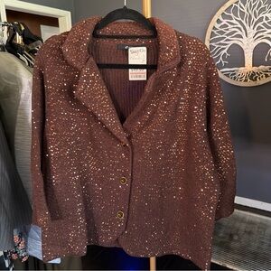 ECI Women's Sparkling Brown Cardigan